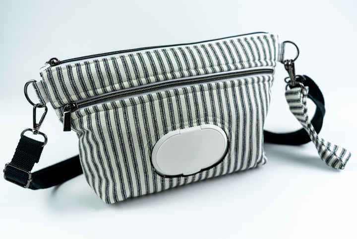 Diaper Clutch Crossbody - Black & White Striped