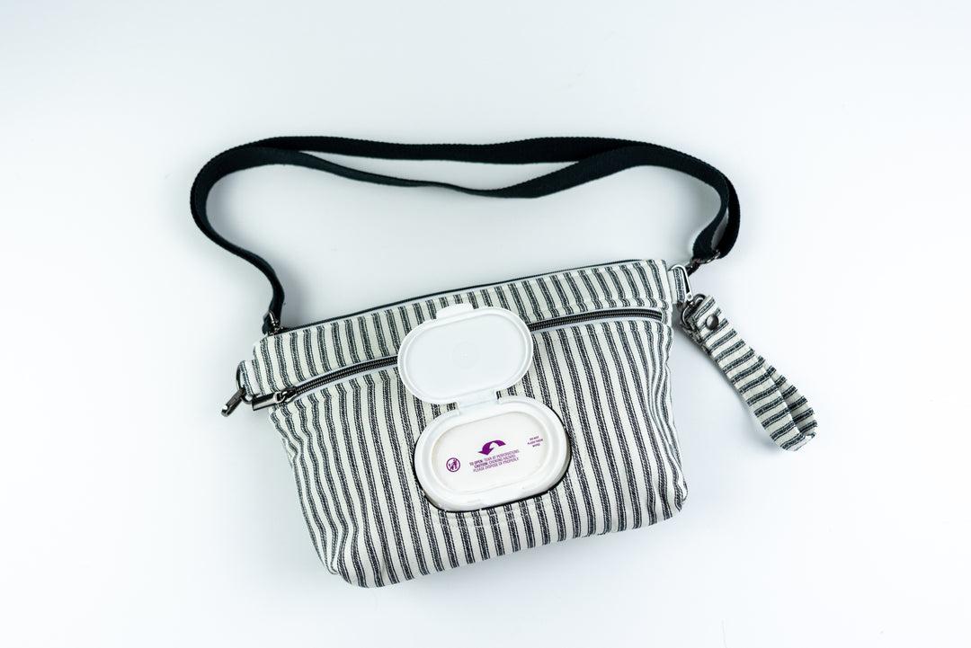 Diaper Clutch Crossbody - Black & White Striped