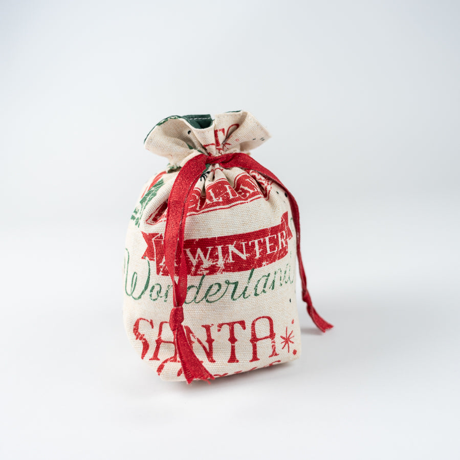 Reusable Fabric Gift Bags - Red & Green Santa