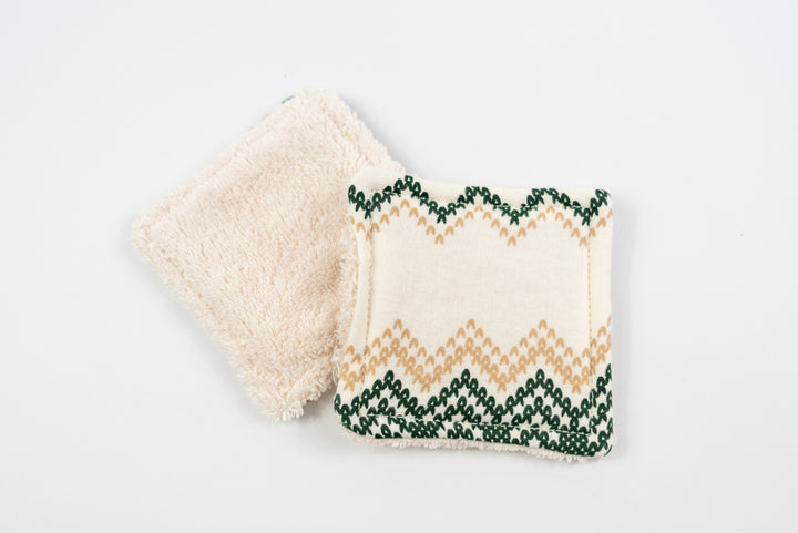 Reusable Makeup Wipes - Green & Tan Sweater