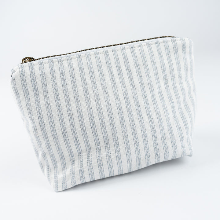 Medium Wedge Bag - Grey & White Striped